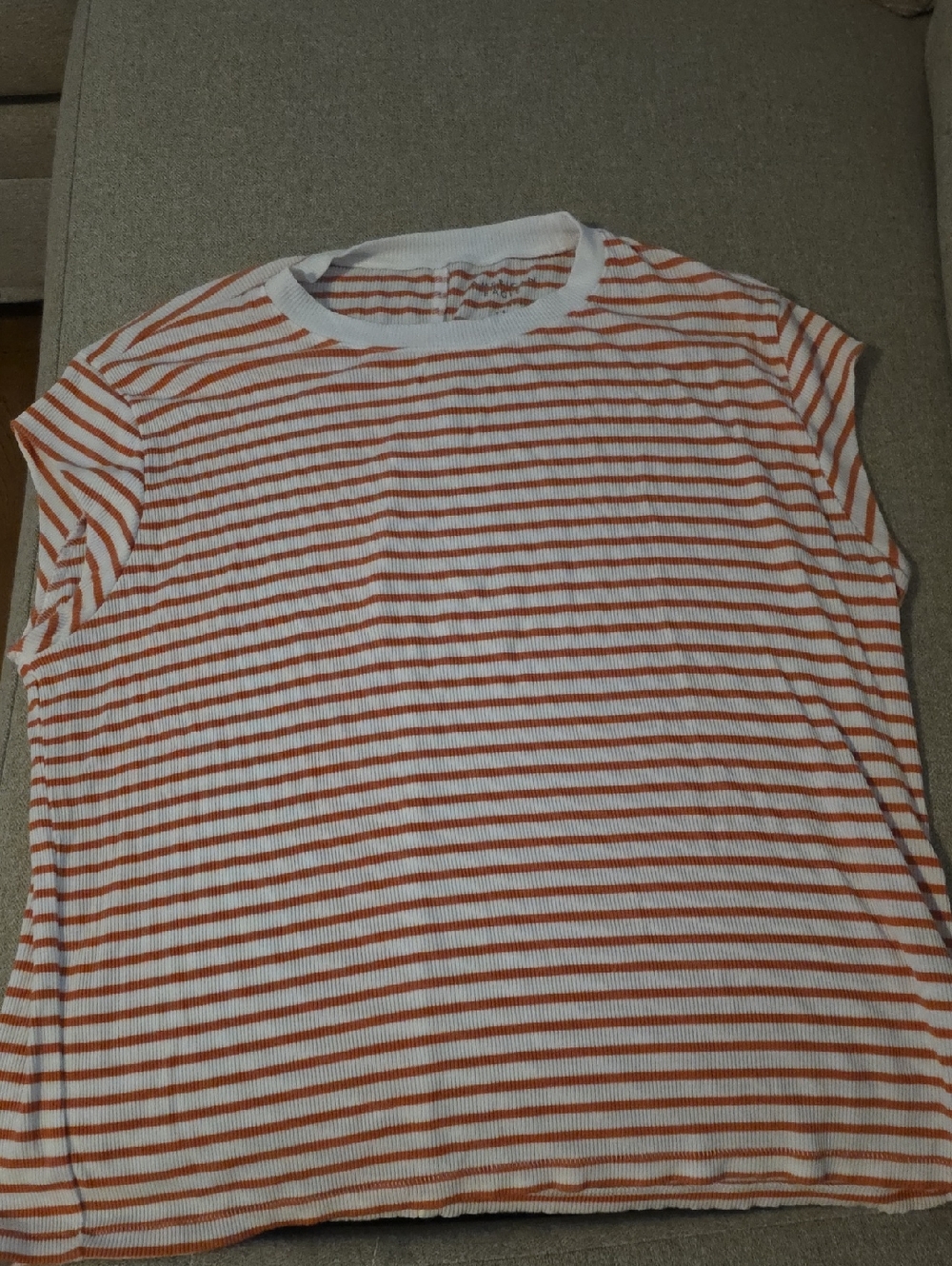 American Eagle Outfitters Orange & White Striped Short Sleeve Tee